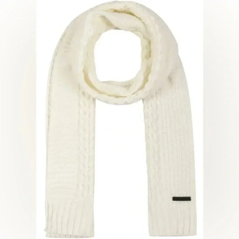 Rebecca Minkoff Traveling Rib Knit Scarf Ivory Acrylic Winter One Size 78 x 9.5